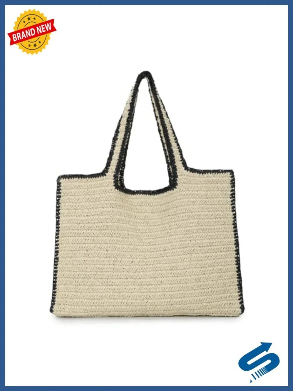 Handwoven Large Straw Beach Tote Bag for Women Summer Travel Shoulder Handbag